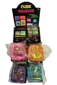 Squishy Stress Ball Filled Maltose Fidget Toys Glitter Cube